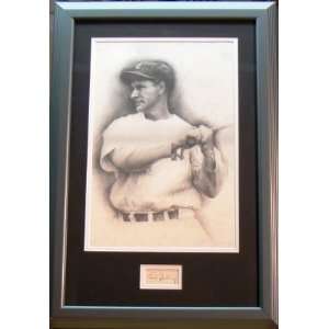  Lou Gehrig Litho w/Autographed Cut   Autographed MLB Art 