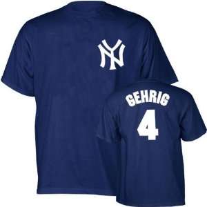  Lou Gehrig New York Yankees #4 Navy Name and Number Jersey 