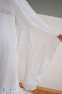 Alfred Angelo R1907 White Chiffon w/ Oversize Sleeves Wedding Dress 