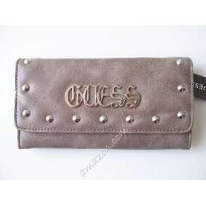  Guess Taupe Suzy Q Vintage SLG Slim Clutch Wallet 