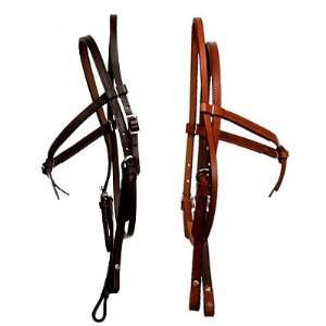  Tory Leather Brow Knot Headstall with Sewn Buckles 