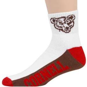  Cornell Big Red Tri Color Team Logo Quarter Length Socks 