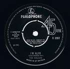 THE HOLLIES Im Alive 7 Single Vinyl Record 45rpm Parlophone 1965 EX