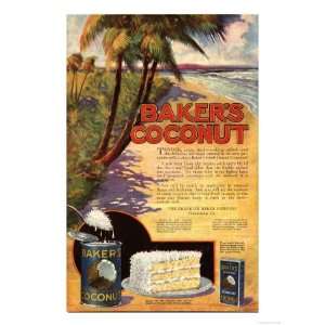Bakers Coconuts Cakes Baking Cocoanuts, USA, 1910 Premium Poster Print 