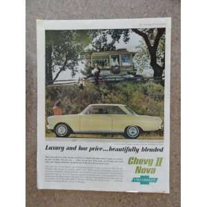 1961 Chevy 11 Nova, Vintage 60s full page print ad. (yellow car 