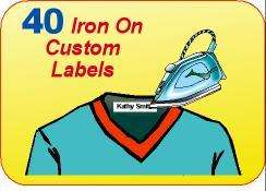 40 IRON ON PERSONALIZED FABRIC NAME LABELS  