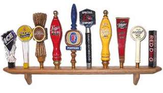 Oak Tap Beer Handle Wall Shelf  10 Place  Display Shack  