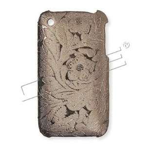 Apple iPhone 3G/3GS   Leather metallic look Design Brown with Flower 