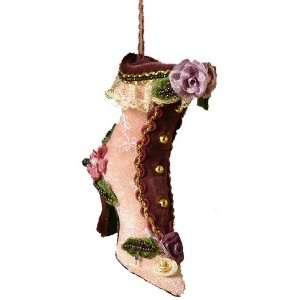  Pink Victorian Floral Hi Heel Boot Shoe Christmas Ornament 