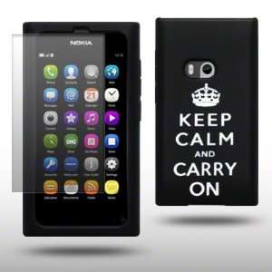 NOKIA N9 KEEP CALM AND CARRY ON LASERED SILICONE SKIN CASE BLACK 