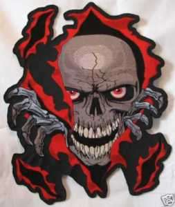 BACK PATCH SKULL RIP Embroidered For Cool Biker Vest  