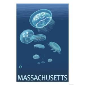  Massachusetts   Jellyfish Scene Giclee Poster Print, 24x32 