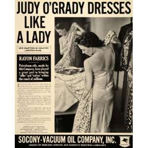 1937 Ad Judy OGrady Rayon Fabric Oil Petroleum Silks   Original Print 