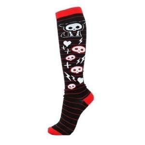   Skelanimals Socks Kit and Skulls Black and Red Socks 