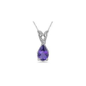  1.51 Cts Amethyst Scroll Pendant in Platinum Jewelry