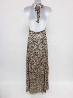 You are bidding on a DESIGNER Brown Animal Print Halter Maxi Dress 