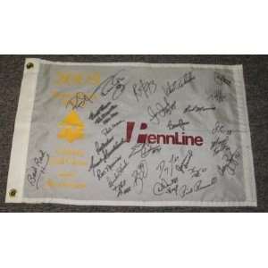 Russ Grimm Redskins Hogs Signed Golf Classic Flag by 27 w/ Jacoby 