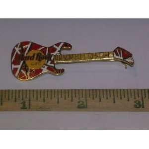 Hard Rock Cafe Guitar Pin, Rare No Location Red, White, & Gold Guitar 