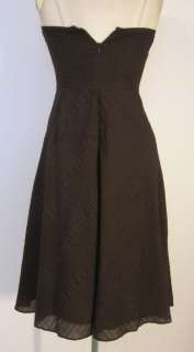 NWOT J.CREW brown puckered cotton STRAPLESS DRESS 4  