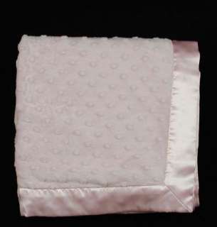 Just One Year Pink Minky Dot Velour Satin Blanket Lovey  