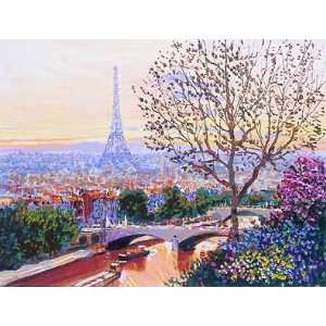  Kerry Hallam   Paris Sunset Enhanced Canvas Serigraph 