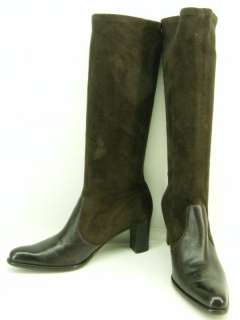 Womens boots dark brown vegan A Marinelli 8 M stretch dress heel 