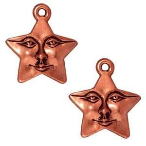  Real Copper Plated Lead Free Pewter Star Face Charm 17mm 