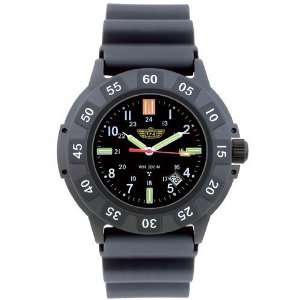  Mens Uzi® Defender Rubber Strap Tritium Watch Black 