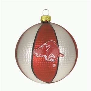 Arkansas Razorbacks 3.5 Collegiate Glass Basketball Holiday Ornament 