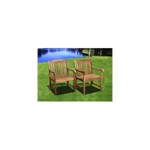  Newcastle Teak Armchairs   Set of 2 Patio, Lawn & Garden