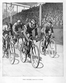 BICYCLE RACE, WHEELMEN, BY A. B. FROST, ANTIQUE BIKE  