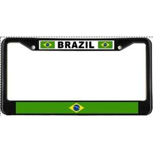  Brazil Brazilian Brasil Flag Black License Plate Frame 
