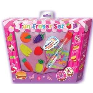  Fun Eraser Set Fruit Includes 6 Erasers Pencil and Pad 