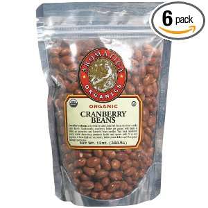 Aromatica Organics Cranberry Beans, 13.0 Ounce Bags (Pack of 6)