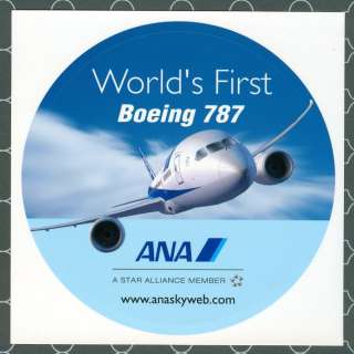 WORLDS FIRST BOEING 787 ANA FLAG CARRIER ROUND STICKER  