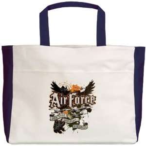  Beach Tote Navy Air Force US Grunge Any Time Any Place Any 