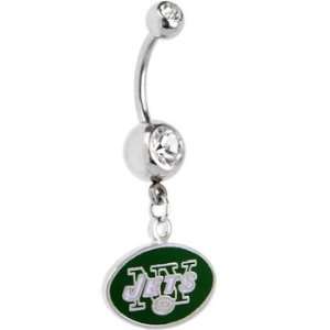  NFL Logo Single Gem Belly Ring   New York Jets Jewelry