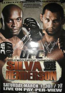 ANDERSON SILVA & DAN HENDERSON SIGNED FULL SIZE UFC POSTER PSA/DNA 