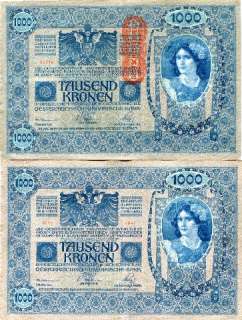 AUSTRIA 1000 Kronen 1902 (1919) P 59 VF  