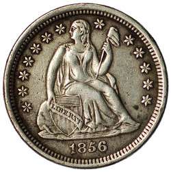 1856 Estados Unidos asentaron libertad una moneda XF de moneda de diez 