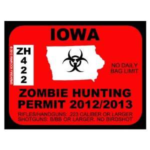  Iowa Zombie Hunting Permit 2012 (Bumper Sticker 