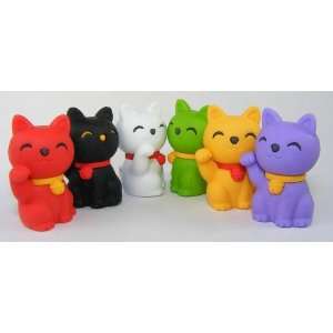   Japanese Erasers / 6pcs. Maneki Neko   Japanese Lucky Cats Toys