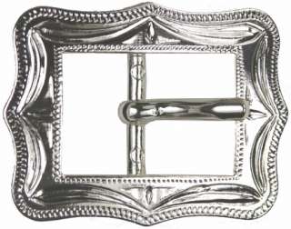 Western Equestrian Cowboy Rodeo Decor Cart Buckle Bright Silver Plated 