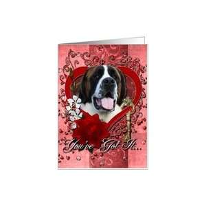  Valentines Day   Key to My Heart   Saint Bernard Card 