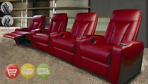 Pavillion Red Leather Home Theater Seating 4 Seats New  