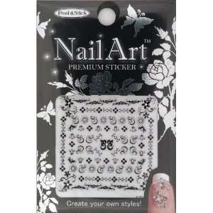 Nail Art Sticker Floral Design NSA 20 Black