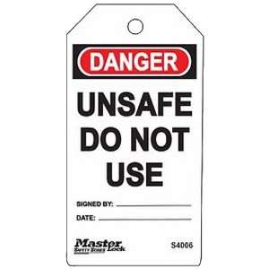 Master Lock Danger   Do Not Use   Unsafe Tag, Plastic, 5 3/4 Height 