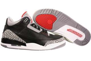 Men Nike Air Jordan 3 III Black/Varsity Red/Cement Grey 136064 010 In 