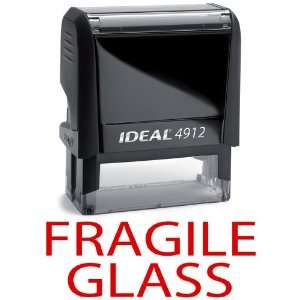FRAGILE GLASS Red Office Stock Self Inking Rubber Stamp