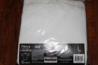 New Kirkland Mens Crew Neck White T Shirts 6 Pack L  